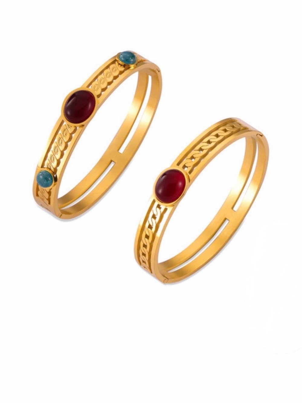 Agate & Turquoise Vintage Inspired Bangles NWT Gold Plated